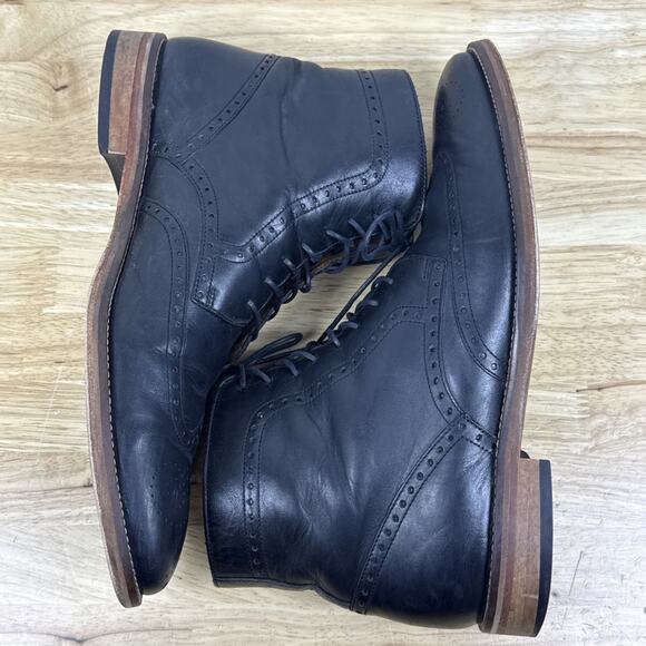 Johnston & Murphy Wingtip Leather Dress Boots Men\'s 10 M Black 59-12307 main image 7
